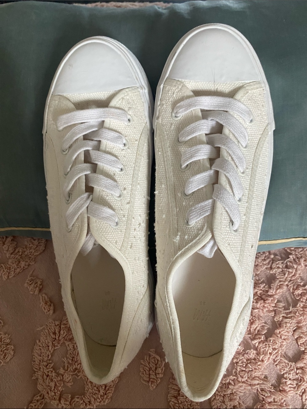 H&M Women's Low-Top Canvas Sneakers in White